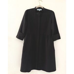Tuckernuck Women's Black Half Sleeve Crepe Royal Shirt Dress Size Medium Preppy
